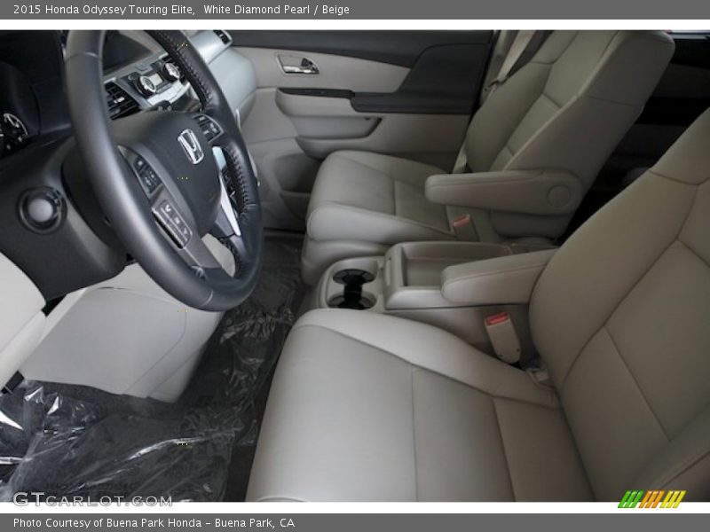 White Diamond Pearl / Beige 2015 Honda Odyssey Touring Elite