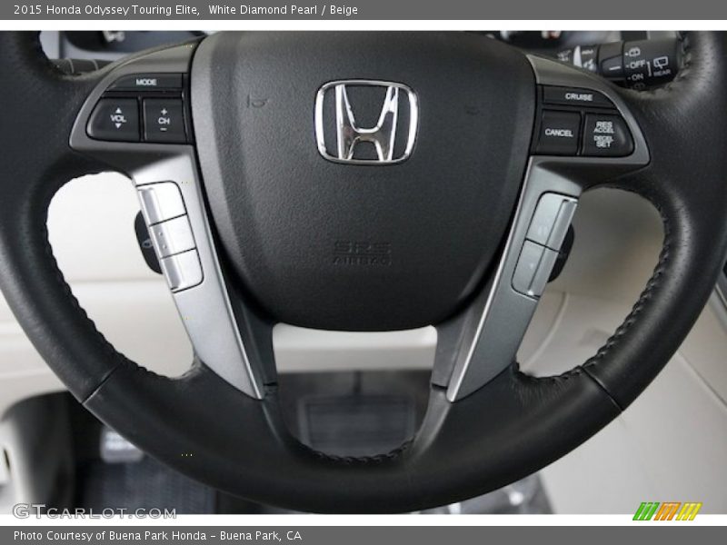 White Diamond Pearl / Beige 2015 Honda Odyssey Touring Elite