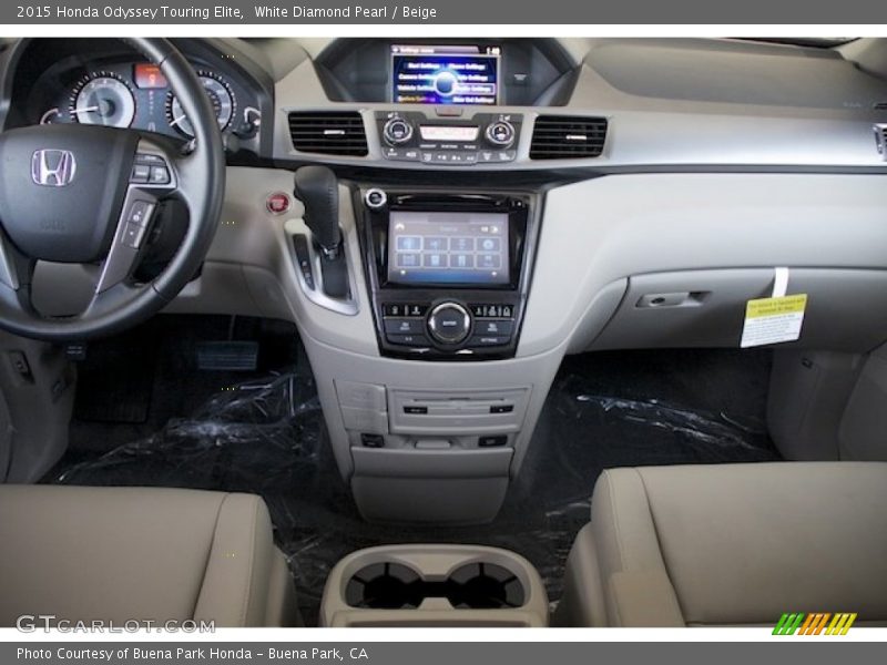 White Diamond Pearl / Beige 2015 Honda Odyssey Touring Elite