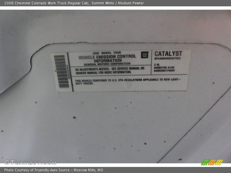 Summit White / Medium Pewter 2008 Chevrolet Colorado Work Truck Regular Cab