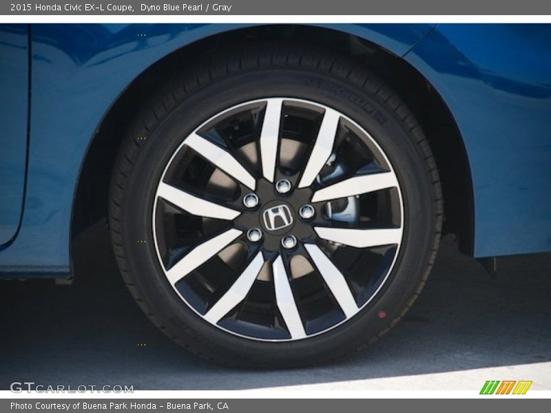 Dyno Blue Pearl / Gray 2015 Honda Civic EX-L Coupe