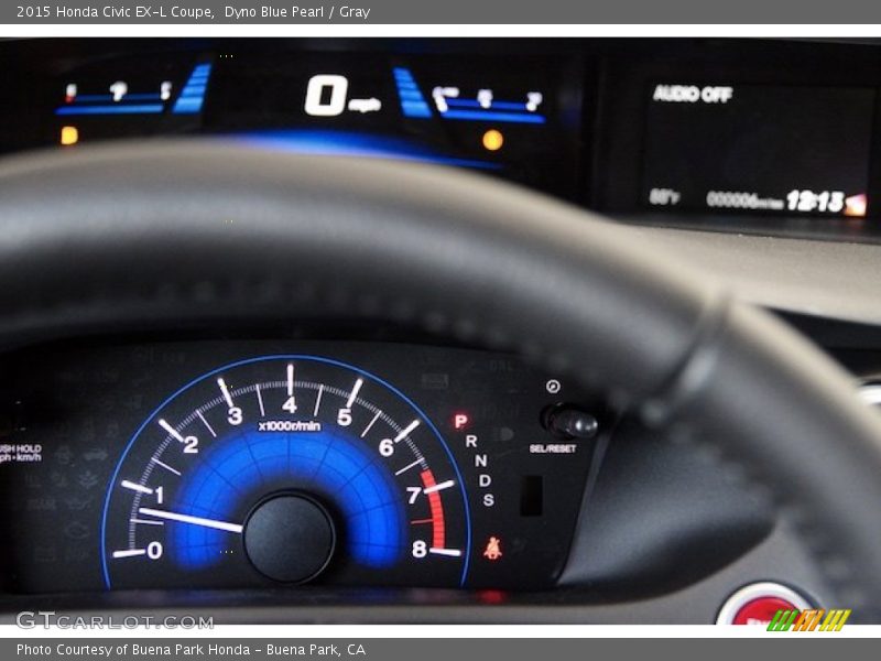 Dyno Blue Pearl / Gray 2015 Honda Civic EX-L Coupe