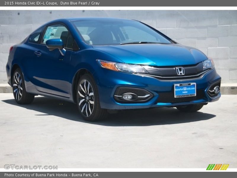 Dyno Blue Pearl / Gray 2015 Honda Civic EX-L Coupe