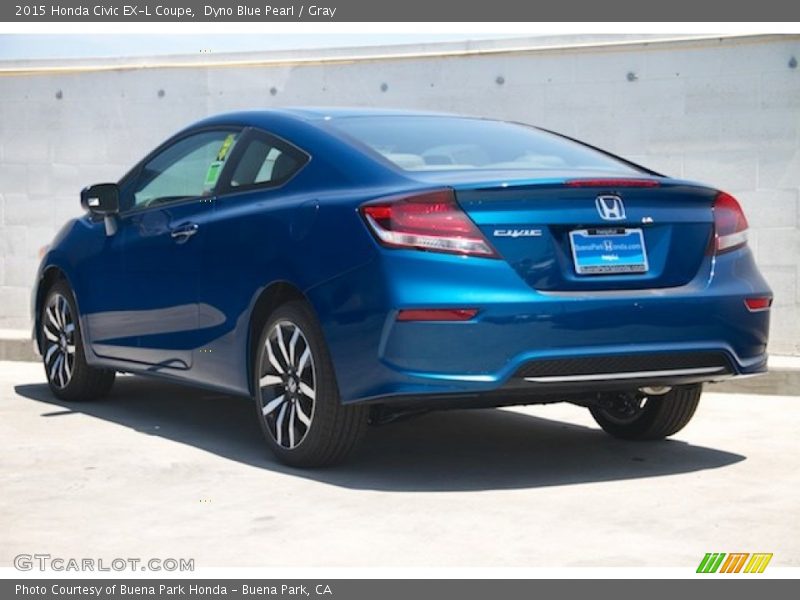 Dyno Blue Pearl / Gray 2015 Honda Civic EX-L Coupe