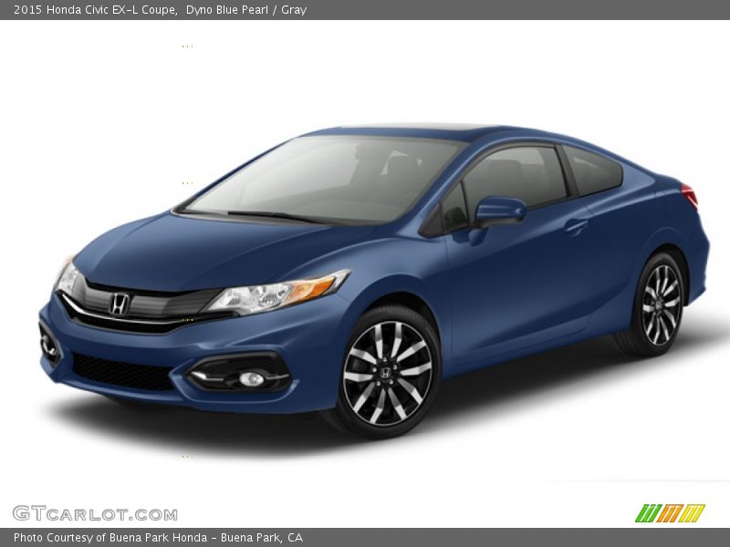 Dyno Blue Pearl / Gray 2015 Honda Civic EX-L Coupe