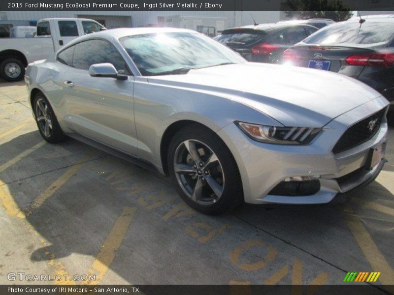 Ingot Silver Metallic / Ebony 2015 Ford Mustang EcoBoost Premium Coupe