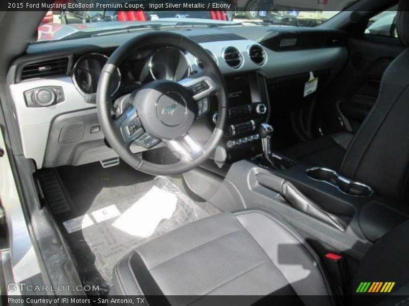 Ingot Silver Metallic / Ebony 2015 Ford Mustang EcoBoost Premium Coupe