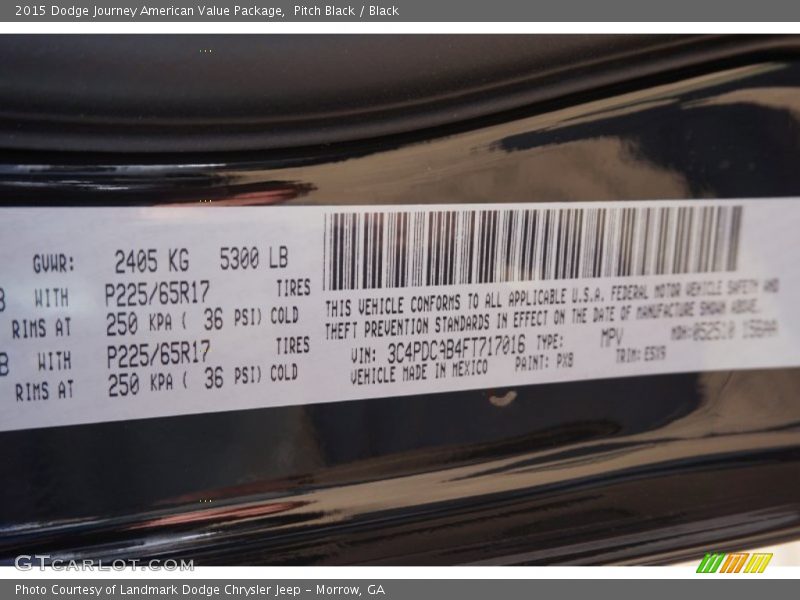 Pitch Black / Black 2015 Dodge Journey American Value Package