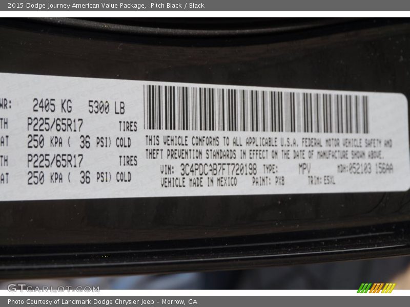 Pitch Black / Black 2015 Dodge Journey American Value Package