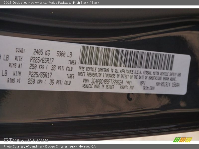 Pitch Black / Black 2015 Dodge Journey American Value Package