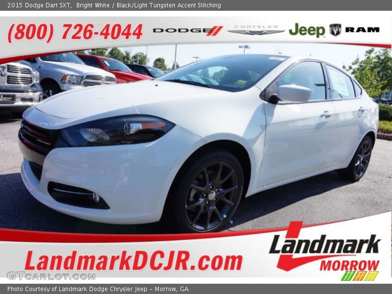 Bright White / Black/Light Tungsten Accent Stitching 2015 Dodge Dart SXT