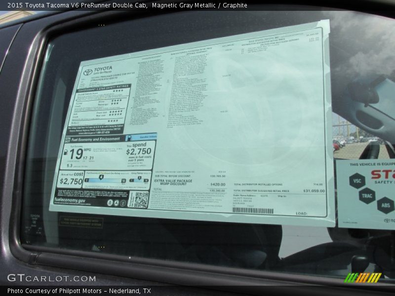 Magnetic Gray Metallic / Graphite 2015 Toyota Tacoma V6 PreRunner Double Cab
