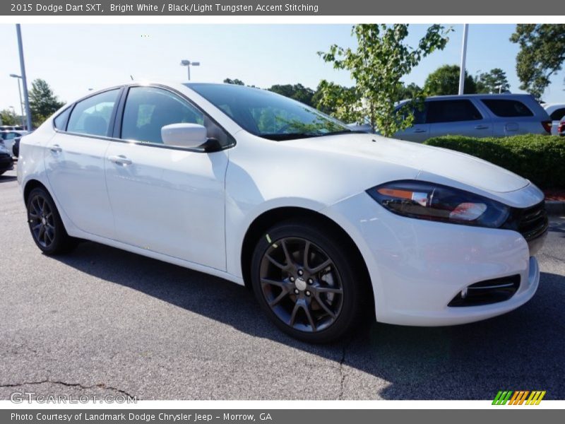 Bright White / Black/Light Tungsten Accent Stitching 2015 Dodge Dart SXT