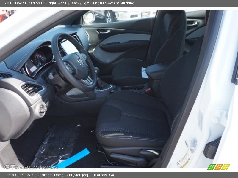 Bright White / Black/Light Tungsten Accent Stitching 2015 Dodge Dart SXT