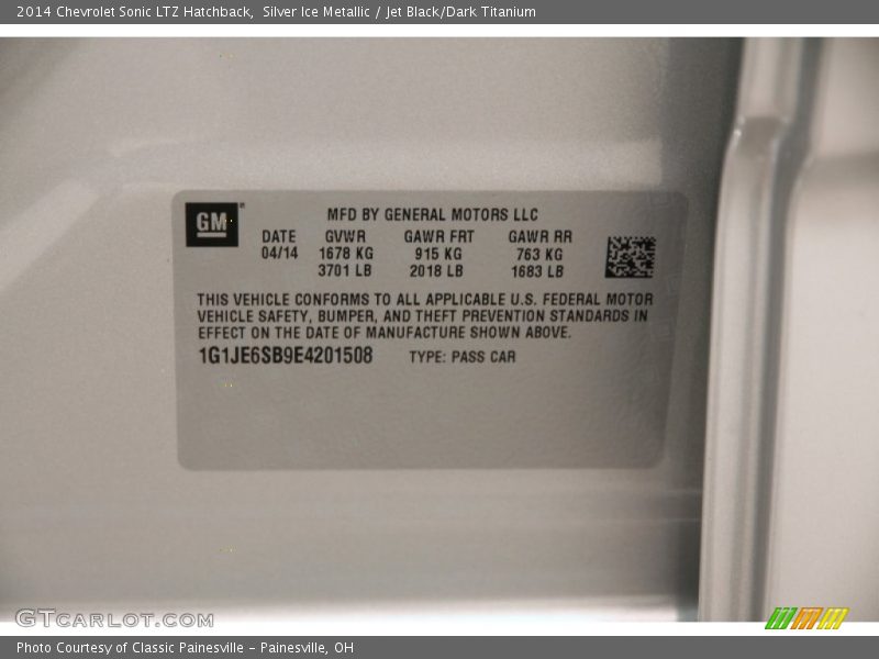 Silver Ice Metallic / Jet Black/Dark Titanium 2014 Chevrolet Sonic LTZ Hatchback