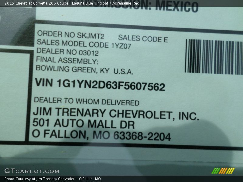 Laguna Blue Tintcoat / Adrenaline Red 2015 Chevrolet Corvette Z06 Coupe