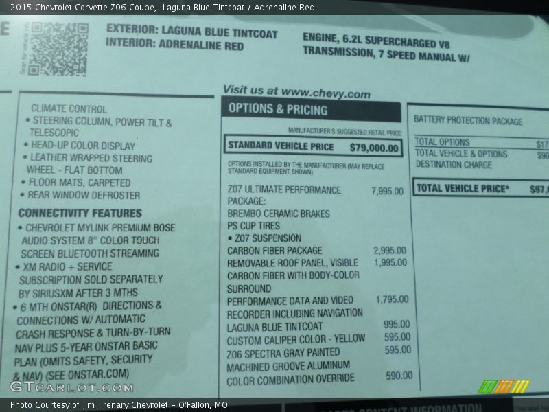  2015 Corvette Z06 Coupe Window Sticker