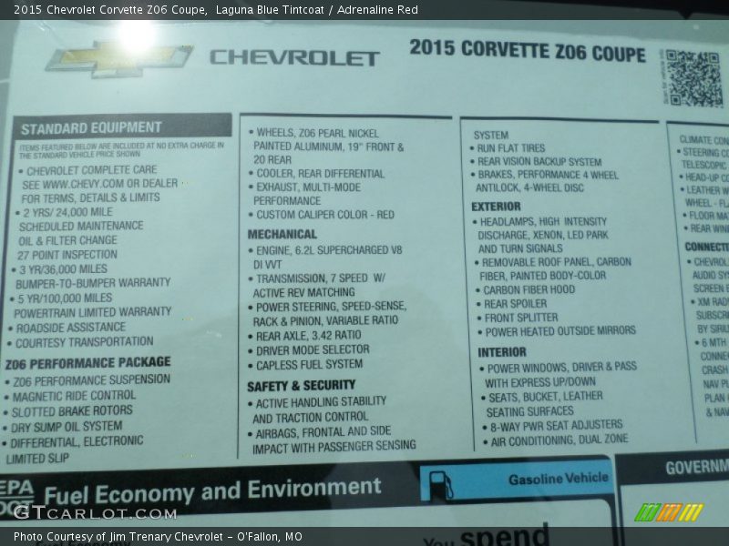  2015 Corvette Z06 Coupe Window Sticker