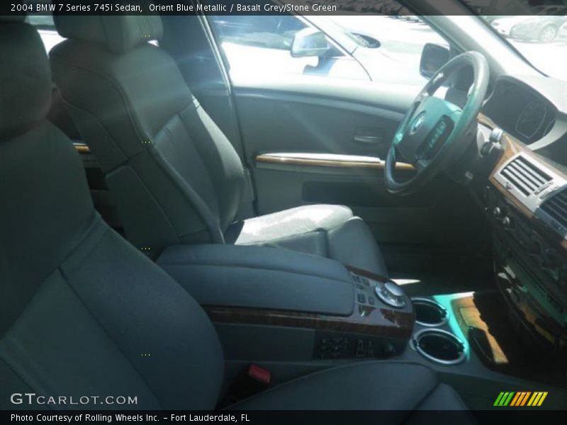 Orient Blue Metallic / Basalt Grey/Stone Green 2004 BMW 7 Series 745i Sedan