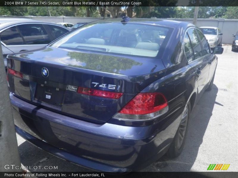 Orient Blue Metallic / Basalt Grey/Stone Green 2004 BMW 7 Series 745i Sedan