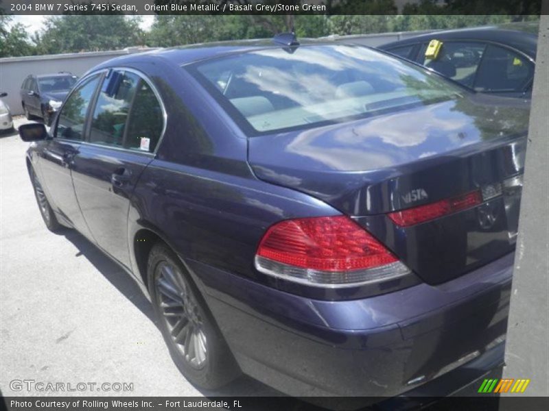 Orient Blue Metallic / Basalt Grey/Stone Green 2004 BMW 7 Series 745i Sedan