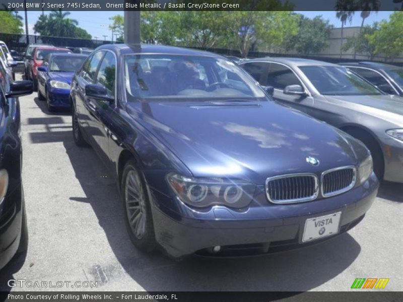 Orient Blue Metallic / Basalt Grey/Stone Green 2004 BMW 7 Series 745i Sedan