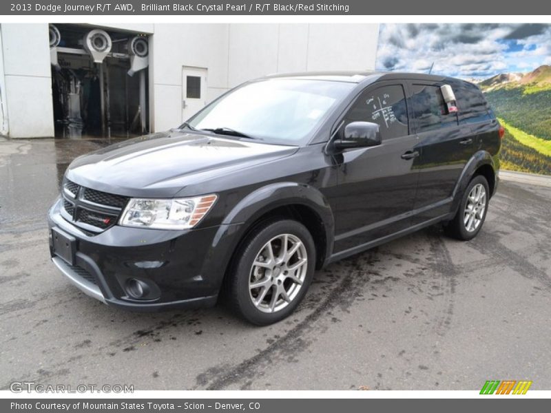 Brilliant Black Crystal Pearl / R/T Black/Red Stitching 2013 Dodge Journey R/T AWD