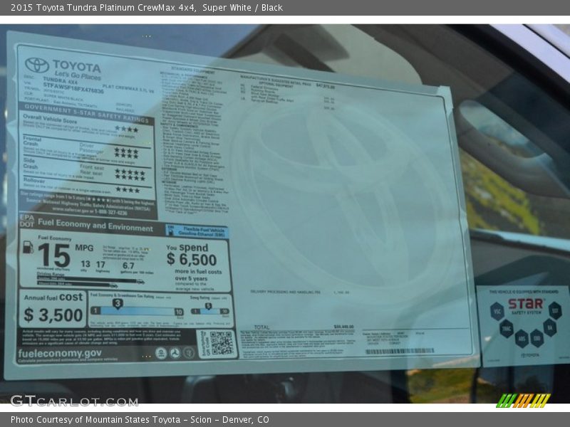 Super White / Black 2015 Toyota Tundra Platinum CrewMax 4x4