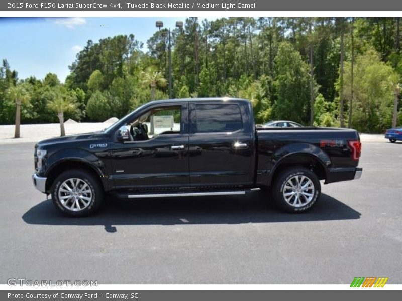 Tuxedo Black Metallic / Medium Light Camel 2015 Ford F150 Lariat SuperCrew 4x4