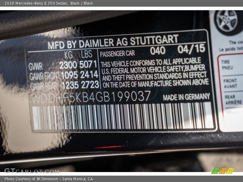 Black / Black 2016 Mercedes-Benz E 350 Sedan