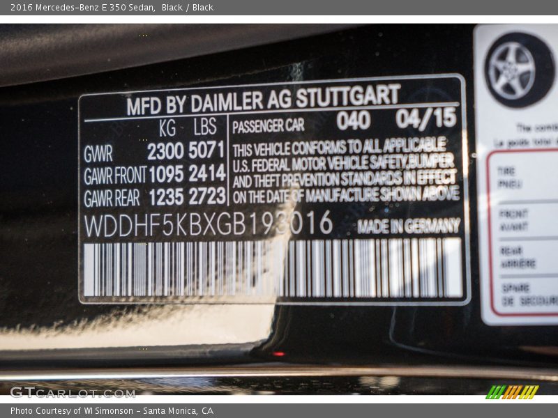 Black / Black 2016 Mercedes-Benz E 350 Sedan