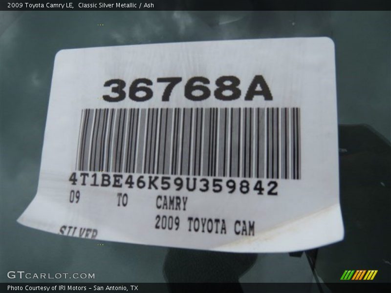 Classic Silver Metallic / Ash 2009 Toyota Camry LE