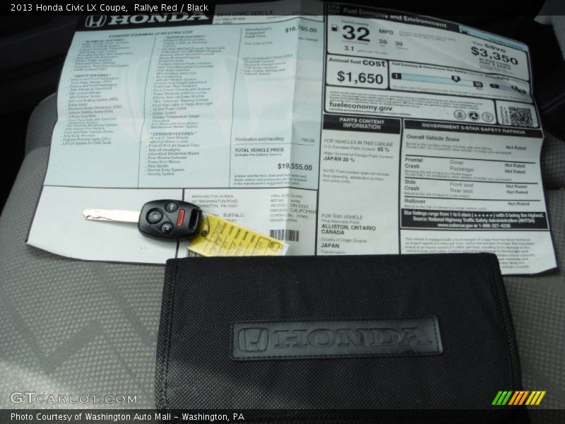 Rallye Red / Black 2013 Honda Civic LX Coupe