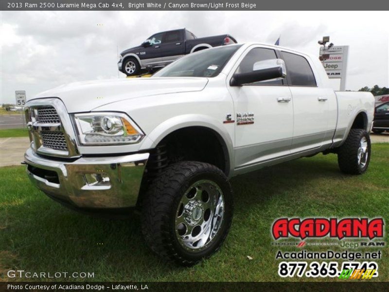 Bright White / Canyon Brown/Light Frost Beige 2013 Ram 2500 Laramie Mega Cab 4x4