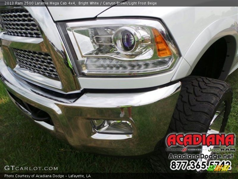 Bright White / Canyon Brown/Light Frost Beige 2013 Ram 2500 Laramie Mega Cab 4x4