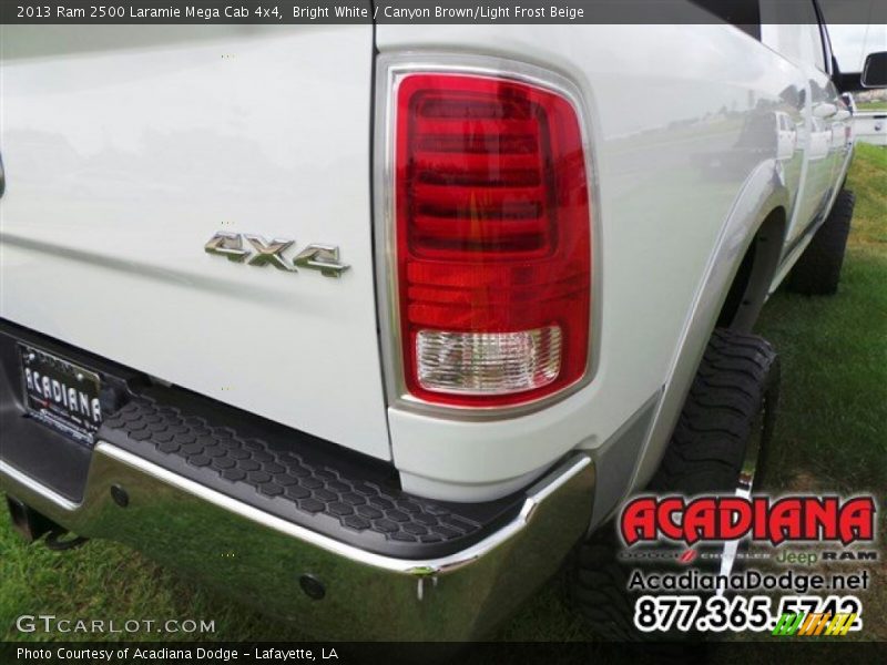 Bright White / Canyon Brown/Light Frost Beige 2013 Ram 2500 Laramie Mega Cab 4x4