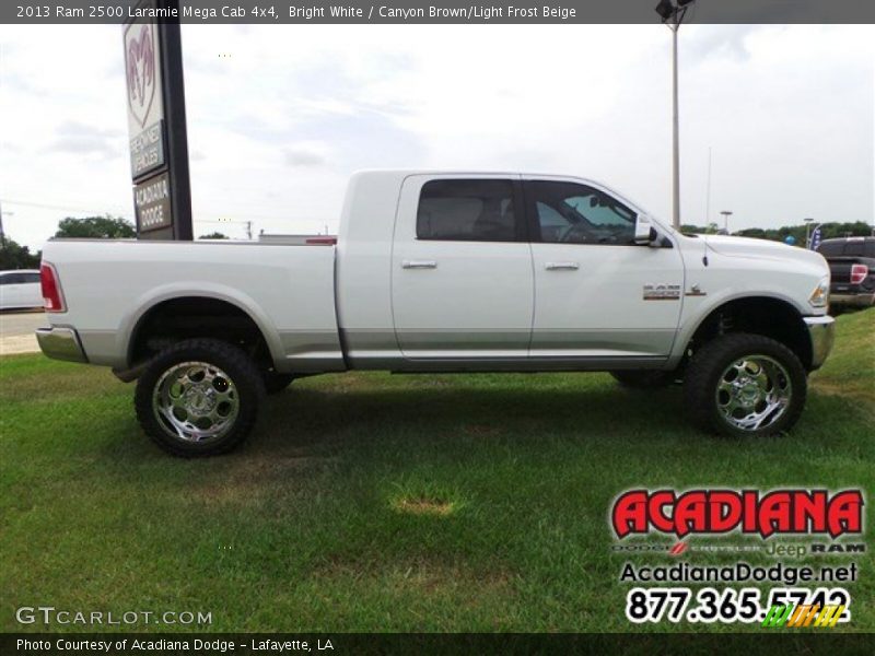 Bright White / Canyon Brown/Light Frost Beige 2013 Ram 2500 Laramie Mega Cab 4x4