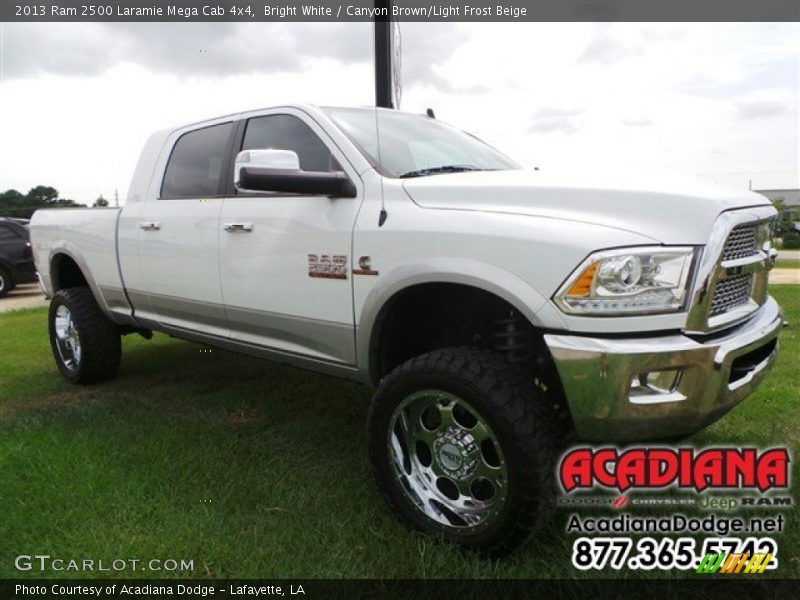 Bright White / Canyon Brown/Light Frost Beige 2013 Ram 2500 Laramie Mega Cab 4x4