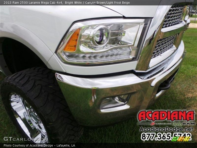 Bright White / Canyon Brown/Light Frost Beige 2013 Ram 2500 Laramie Mega Cab 4x4