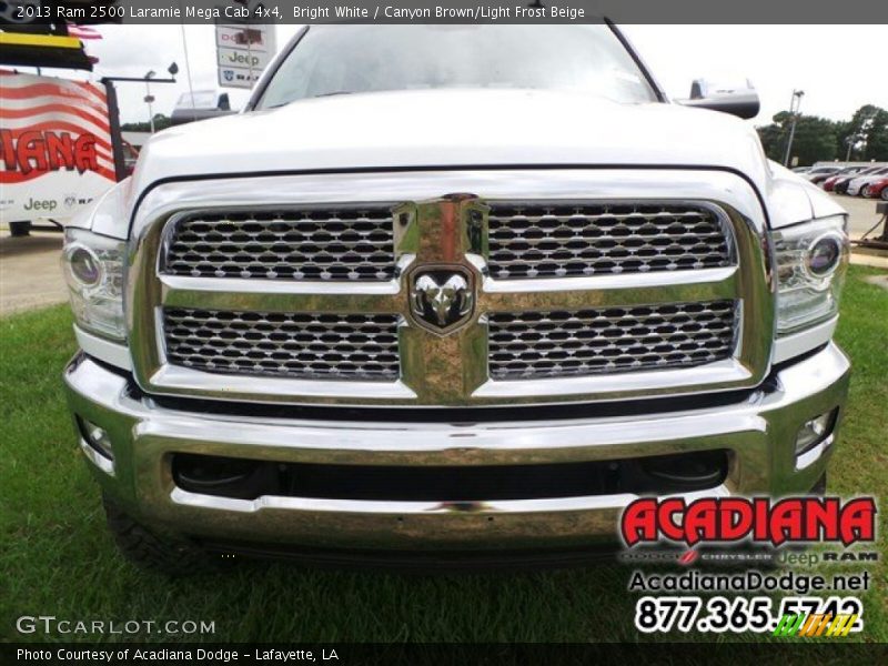 Bright White / Canyon Brown/Light Frost Beige 2013 Ram 2500 Laramie Mega Cab 4x4