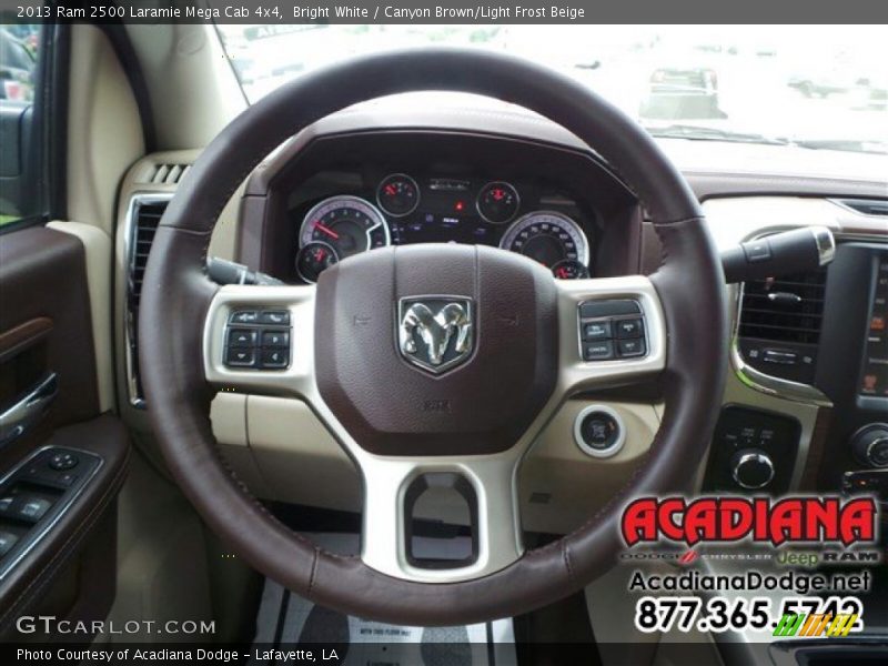 Bright White / Canyon Brown/Light Frost Beige 2013 Ram 2500 Laramie Mega Cab 4x4