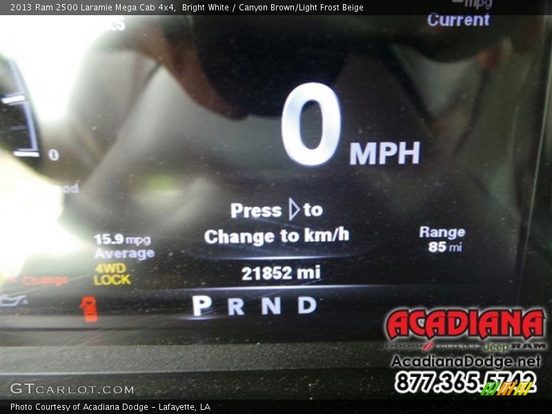 Bright White / Canyon Brown/Light Frost Beige 2013 Ram 2500 Laramie Mega Cab 4x4