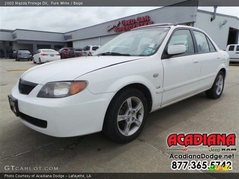 Pure White / Beige 2003 Mazda Protege DX