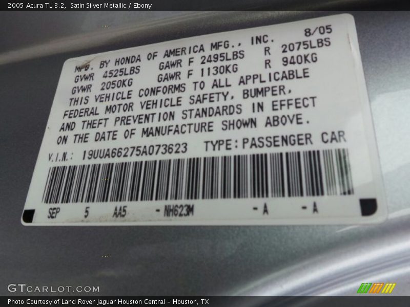 Satin Silver Metallic / Ebony 2005 Acura TL 3.2