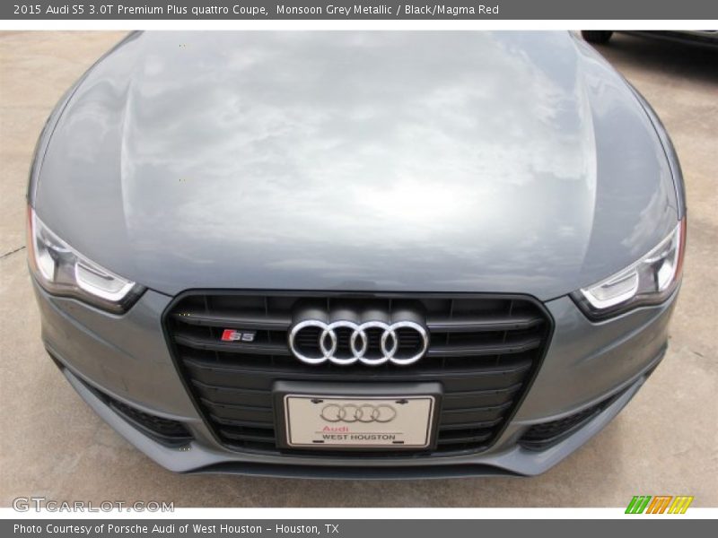 Monsoon Grey Metallic / Black/Magma Red 2015 Audi S5 3.0T Premium Plus quattro Coupe