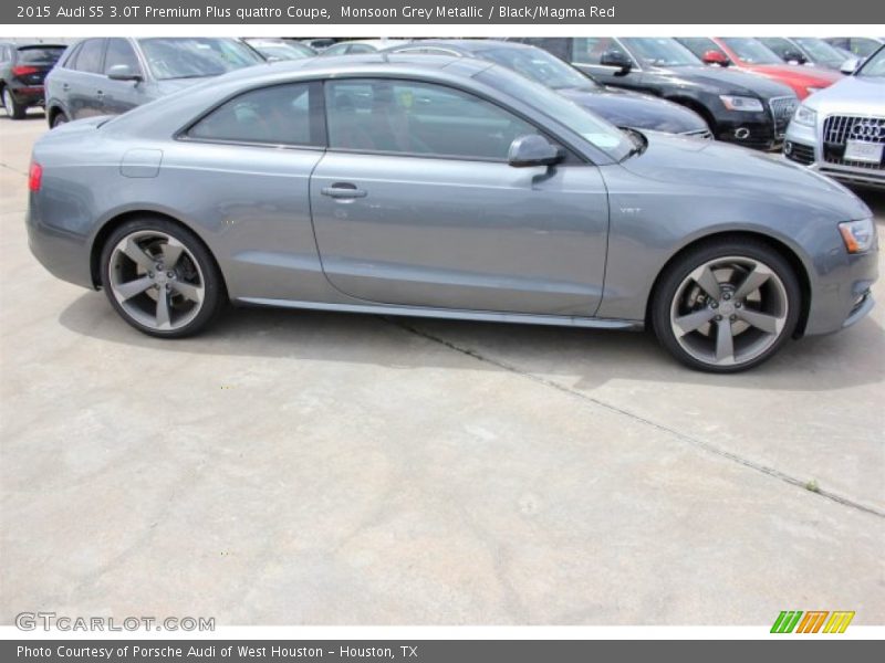 Monsoon Grey Metallic / Black/Magma Red 2015 Audi S5 3.0T Premium Plus quattro Coupe