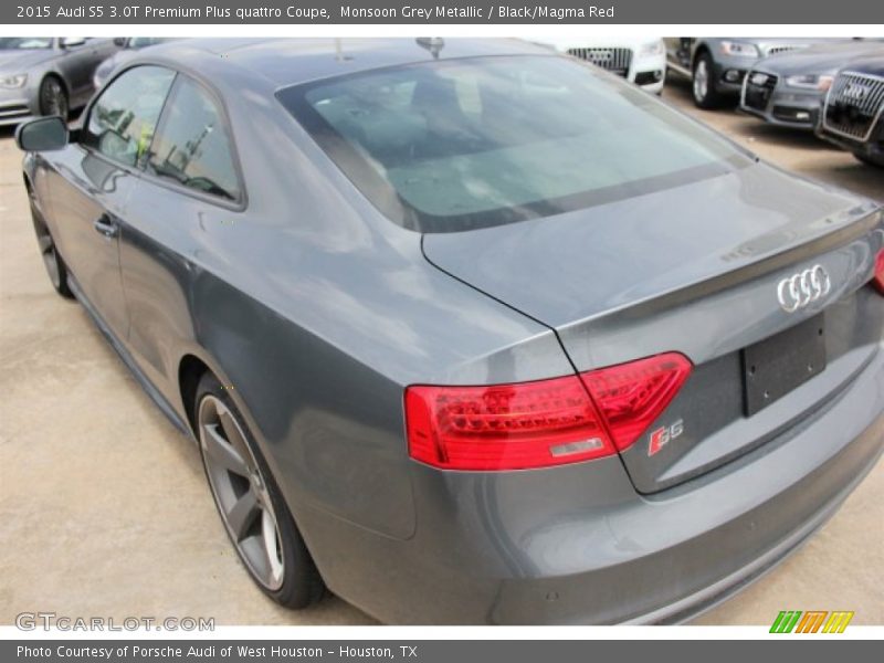 Monsoon Grey Metallic / Black/Magma Red 2015 Audi S5 3.0T Premium Plus quattro Coupe