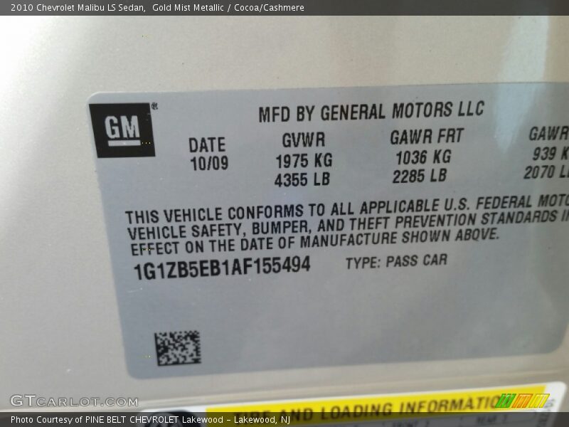 Gold Mist Metallic / Cocoa/Cashmere 2010 Chevrolet Malibu LS Sedan