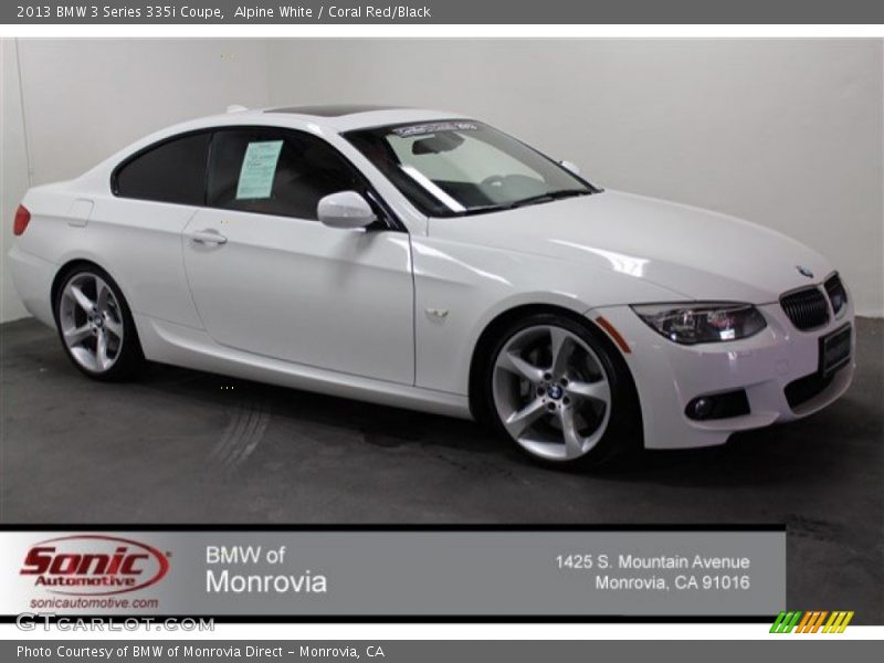 Alpine White / Coral Red/Black 2013 BMW 3 Series 335i Coupe