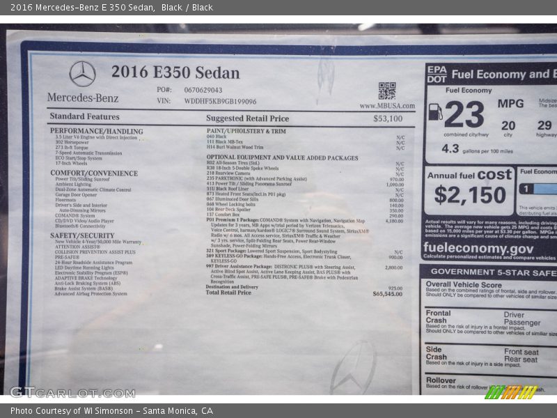 Black / Black 2016 Mercedes-Benz E 350 Sedan